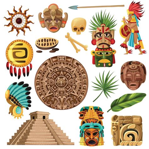 Mayan Traditional Cartoon Set Vector Illustration 2273670 Vector Art At