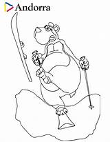 Bear Skiing Brown Coloring Pages Hellokids Print Color Andorra sketch template