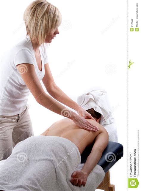 Massage Therapist Doing Back Massage Stock Image Image