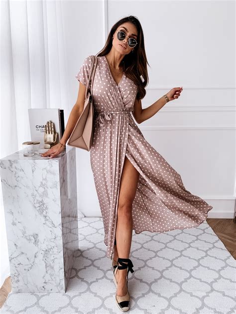 uk womens polka dot maxi wrap dress ladies summer holiday