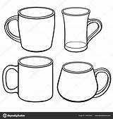 Tasse Tassen Formen Becher Verschiedenen Reihe Tee sketch template