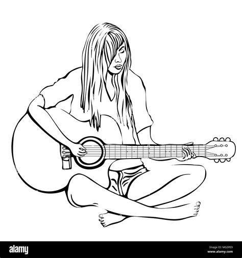 girl  guitar coloring page coloring pages