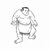 Wrestler Sumo Stance Rikishi Fighting Ukiyo sketch template