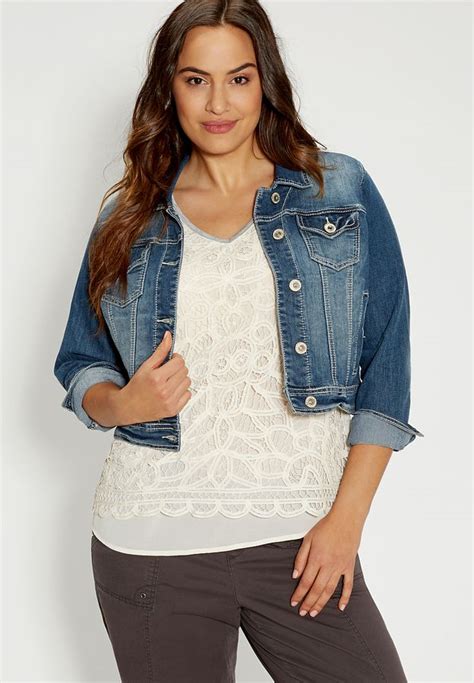 Maurices Plus Size Cropped Denim Jacket In Medium Wash Best Plus Size