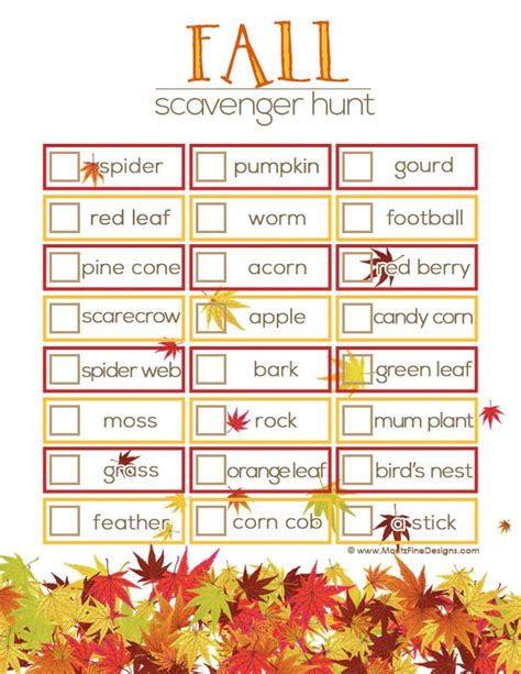 fall scavenger hunt  kids  printable  fall scavenger