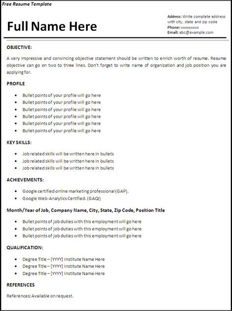 job resume format  word templates