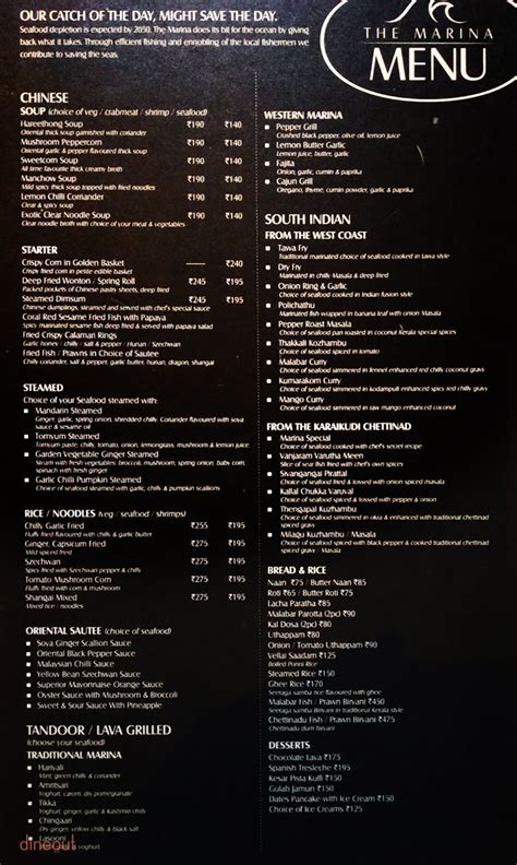 menu   marina nungambakkam chennai dineout