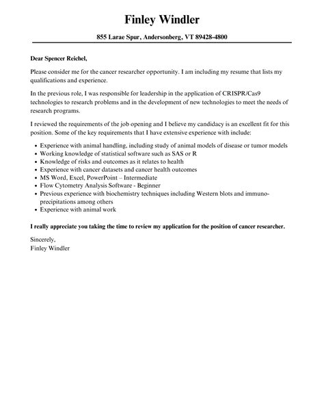 cancer research cover letter