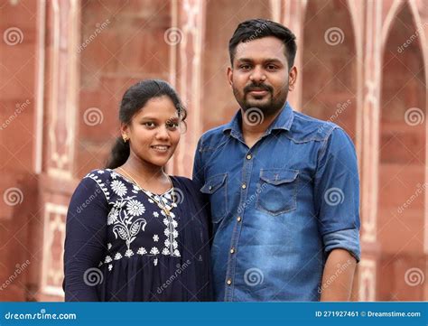 South Indian Couple Standing In The Humayun S Tomb Editorial Photo