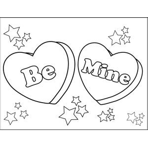candy hearts   printable valentine coloring page