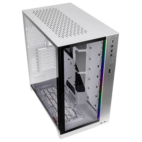 lian li  dynamic xl rog certified white mid tower tempered glass gaming case  argb front