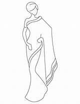 Saree Sari Coloring Sketch Pages Clipart Kids Drawing Easy Fashion Draw Simple Drawings Dress Clip Sketches Illustration Bride Indian Sarees sketch template