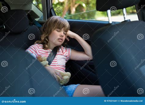 teenage girl sleeping    seat  car stock image image
