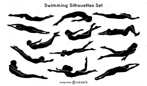 swimming silhouette illustration set vector