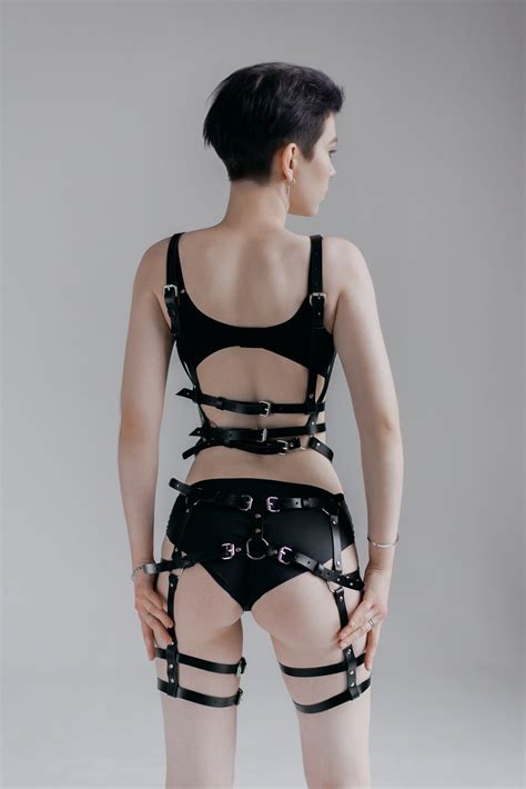 full body leather harness lingerie women body harness etsy