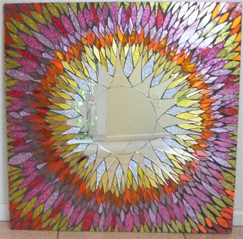 buy hand made 24 x 24 mosaic mirror sunburst stained glass made to
