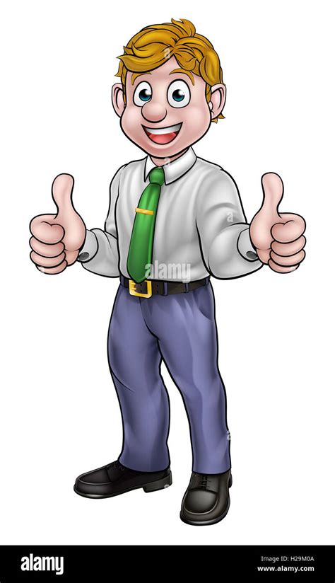 ein gluecklicher mensch cartoon figur  hemd und krawatte