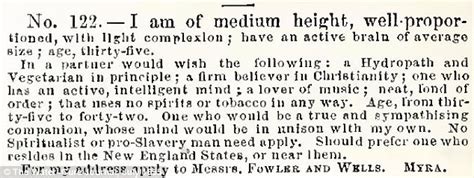 i am a vegetarian and so must be my other half personal ads from 1855 shed light on what