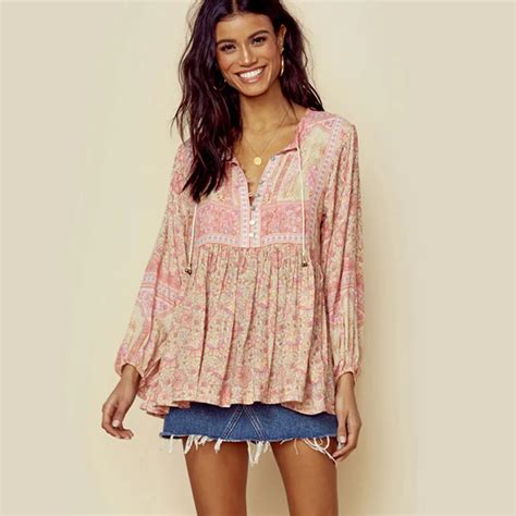 teelynn boho blouse rayon floral print summer blouses beach wear
