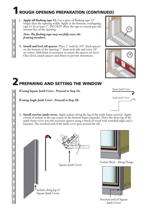 preparing  setting  window rough opening preparation continued pella  user
