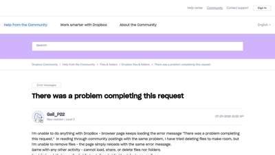 dropbox    problem completing  request login portal addresources