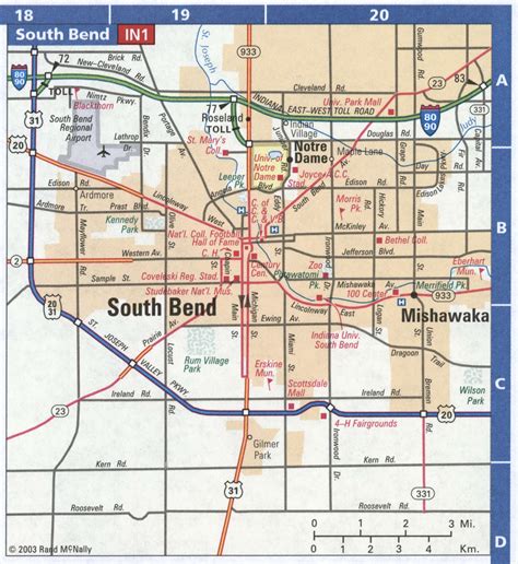 south bend  road map highway south bend city  surrounding area