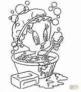 Bath Coloring Taking Pages Tweety Bird Titi Gif Color Printable Drawing sketch template