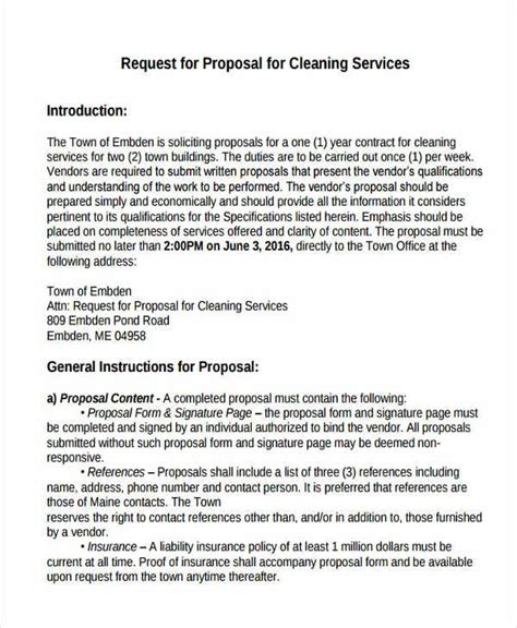 proposal template sample proposal letter  cleaning services cleaning