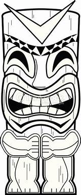 Tiki Coloring Pages Mask Drawing Template Survivor Totem Pole Printable Hawaiian Vector Masks Tikki Party Para Luau Clip Theme Polynesian sketch template