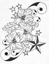 Tattoo Drawing Flower Designs Hibiscus Tattoos Star Coloring Pages Hawaii Chest Nautical Sketch Silhouette Hawaiian Flowers Butterfly Printable Jasmine Beginners sketch template