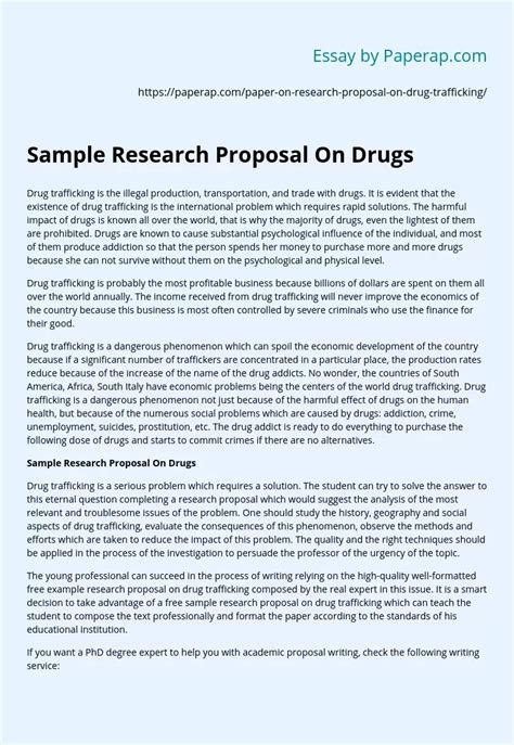 sample research proposal  drugs  essay