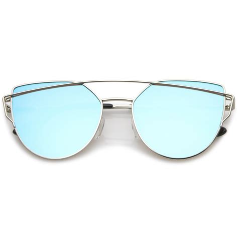 premium oversize laser cut cat eye mirrored flat lens sunglasses zerouv