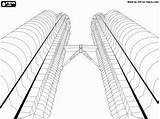 Towers Pages Twin Coloring Malaysia Drawing Colouring Kuala Lumpur Petronas Kids Landmarks Famous Singapore Teaching Sketch Techniques Global Architecture Drawings sketch template