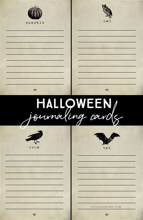 printable cards  halloween journal  place cards  laugh rowe