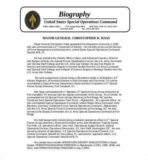 army board biography  beautiful  biography templates
