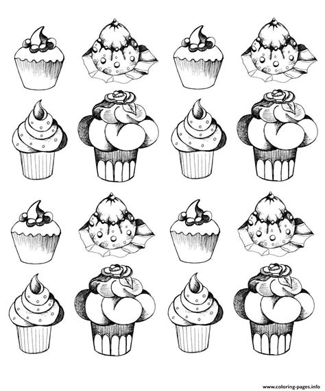 adult cupcakes oldstyle coloring page printable