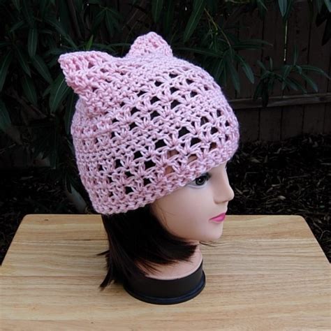 lightweight summer lacy light pink pussyhat pussy hat cat hat aftcra