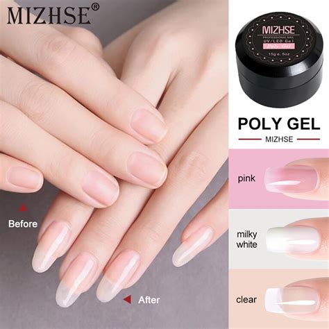 mizhse ml polygel nail acrylic poly gel pink white clear nail builder