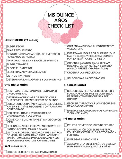 printable quinceanera checklist