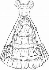 Dress Victorian Drawing Lineart Coloring Dresses Pages Gown Anime Ball Outfits Drawings Women Beautiful Search Ladies Print Paper Choose Board sketch template