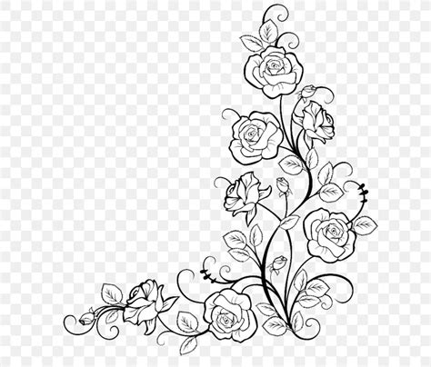 borders  frames coloring book rose drawing flower png xpx