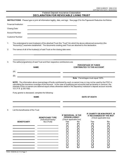 living trust forms templates word templatearchive