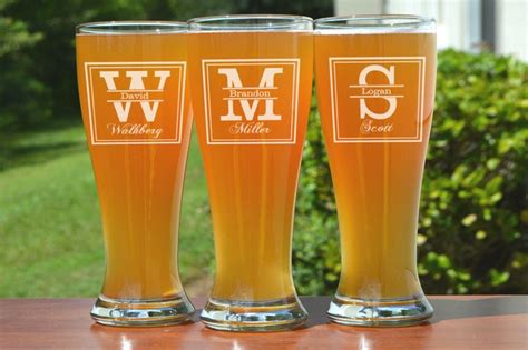 6 Groomsmen Beer Glasses Personalized Pilsner Glass