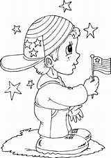 Flag Holding Boy Coloring sketch template