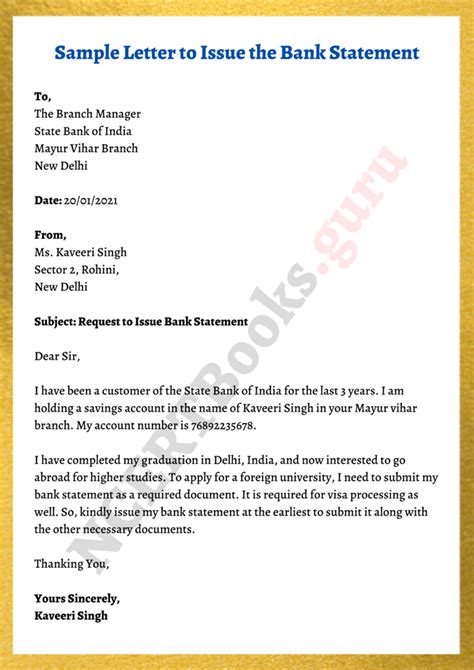 bank statement request letter template format samples writing tips