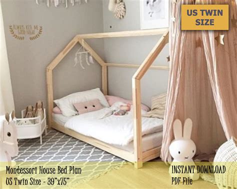 montessori toddler house bed frame  twin size kids bed etsy australia