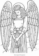 Angels Engel Ausmalen Colouring Dover Publications Erwachsene Christian Glorious Colorear Doverpublications 색칠 공부 어른 위한 안티 컬러링북 도안 Anjo Fur sketch template