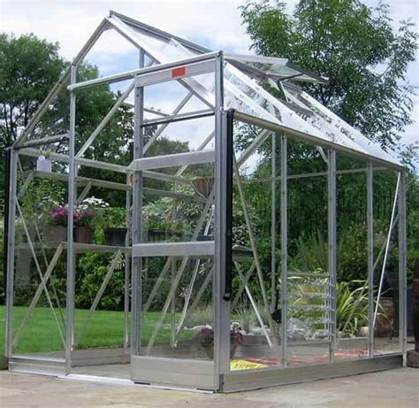 elite high eave  silver framed metal greenhouse  shed