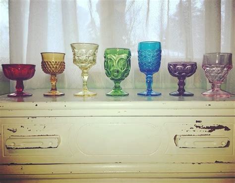 Vintage Goblets Rainbow Colorful Drinkware Glassware Indiana