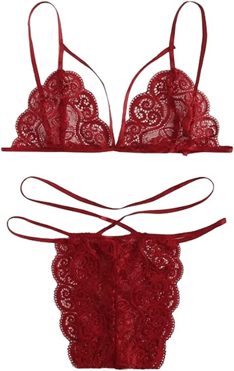 Women S 2 Pieces Set Floral Lace Lingerie Sexy See Through